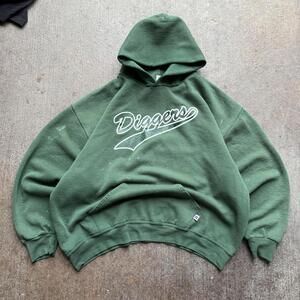 Russell Athletic 90s Dark Green Diggers Vintage Heavyweight Hoodie Size XL